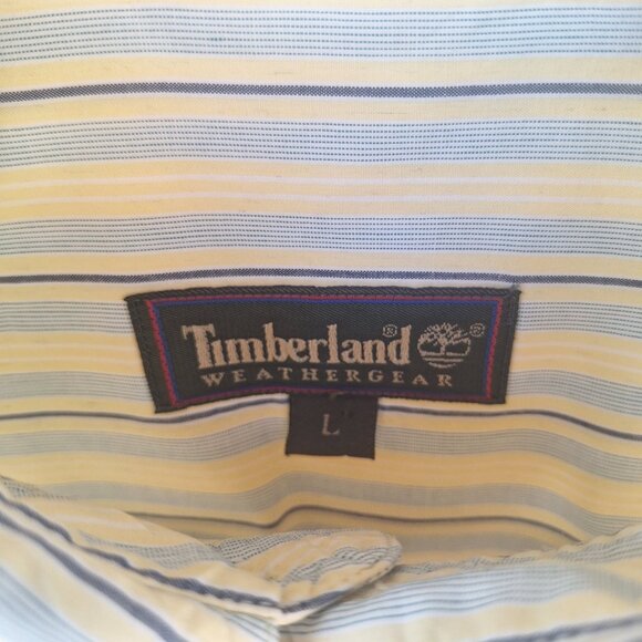 Timberland yellow blue men lg button down short sleeve - Picture 3 of 14